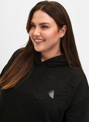 Sporty genser med hette, Black, Model image number 2