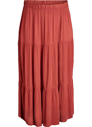 Zizzi Langt skjørt med strikk i livet, Burnt Henna, Packshot image number 0