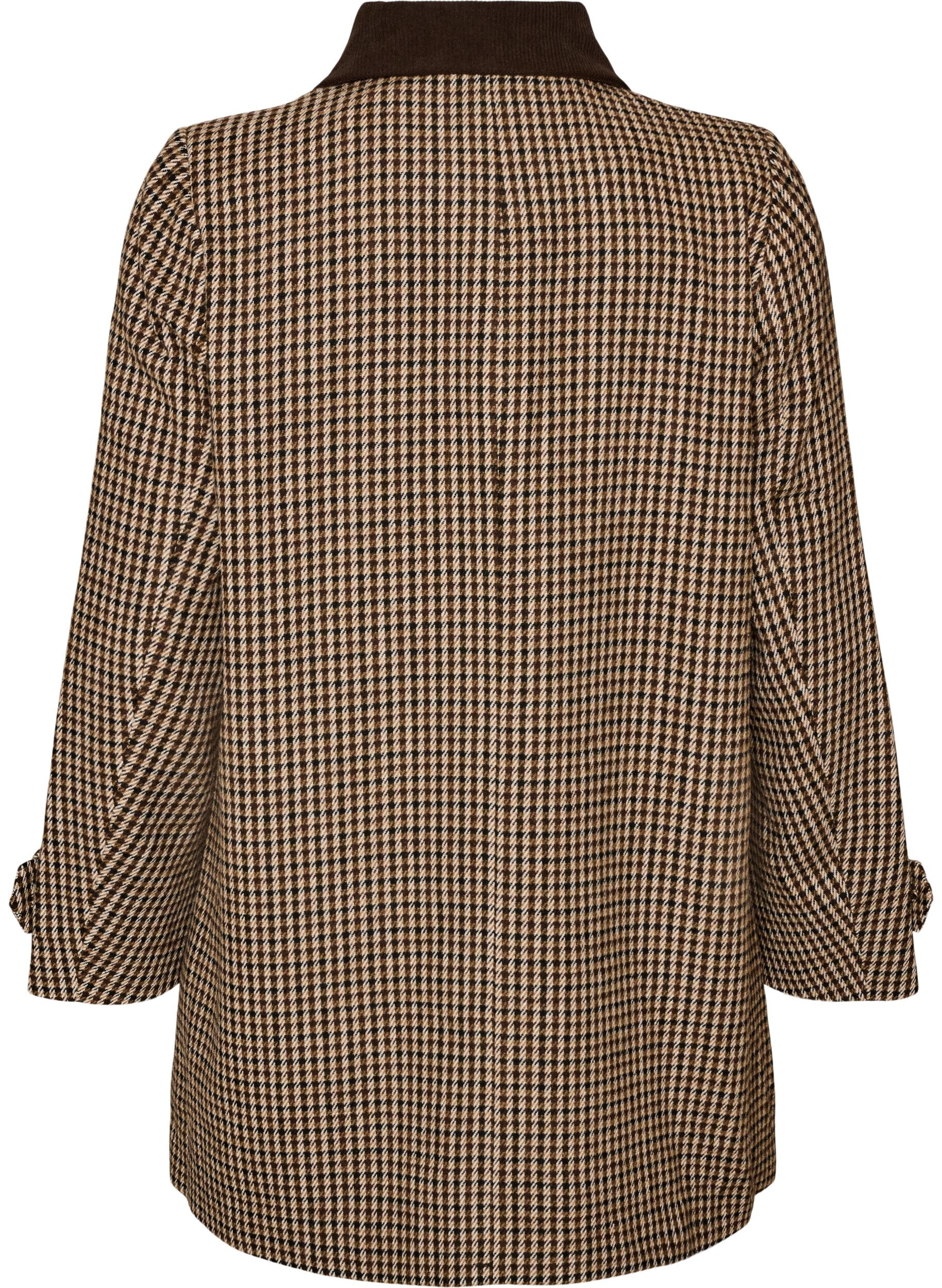 ZizziRutete k&aring;pe med cordfl&oslash;yelskrage, Brun, Packshot image number 1