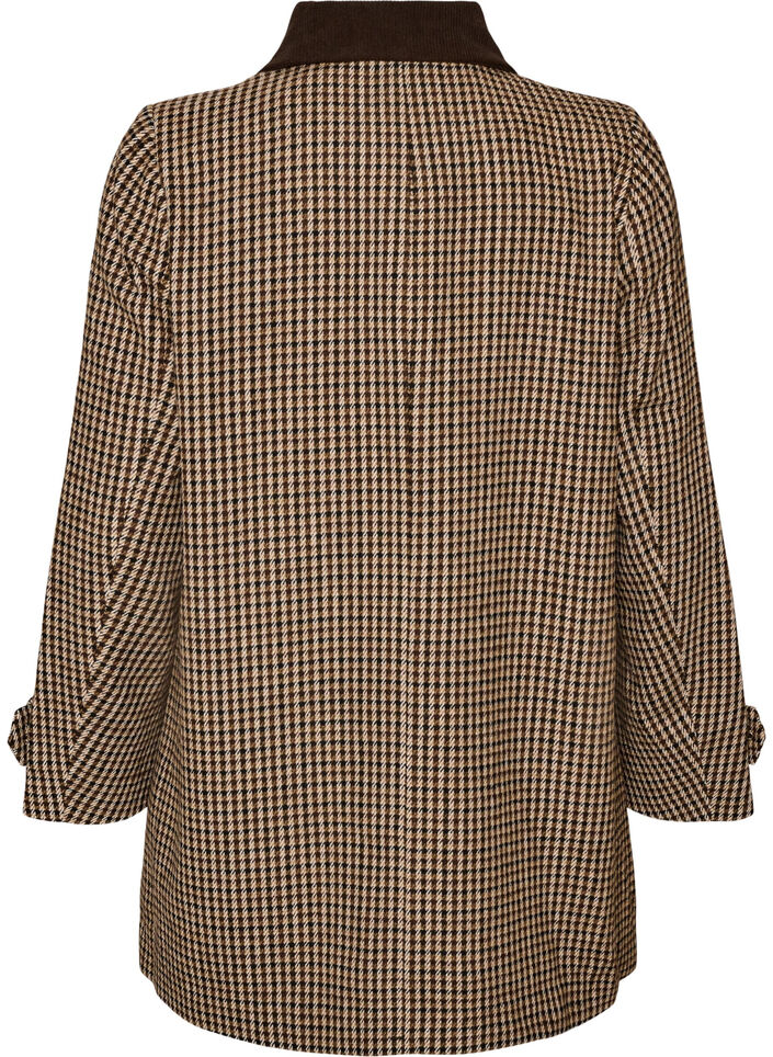 Rutete k&aring;pe med cordfl&oslash;yelskrage, Brun, Packshot image number 1