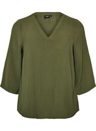Bluse med 3/4 ermer, Gr&oslash;nn