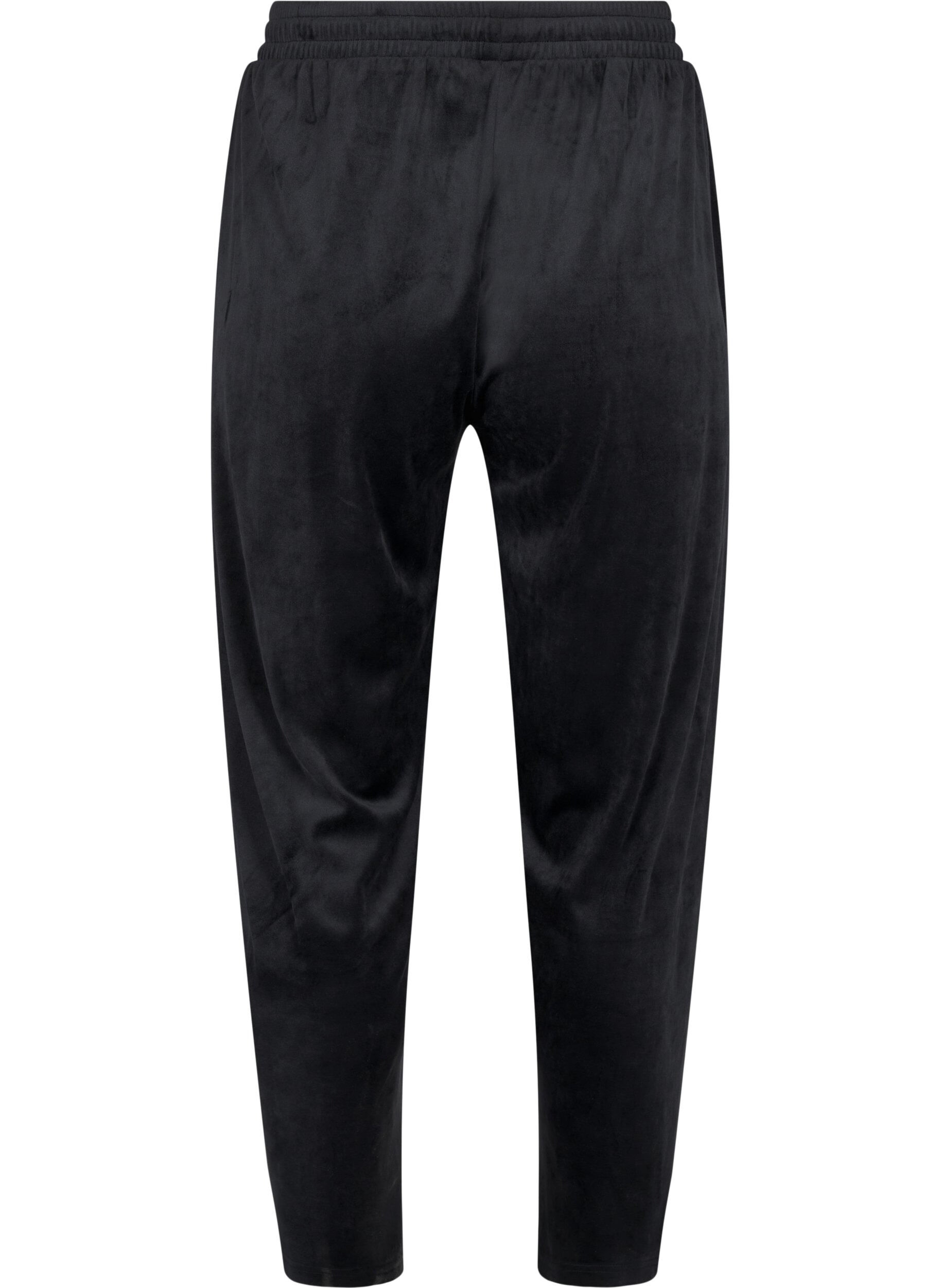 Zizzi L&oslash;se velour bukser, Black, Packshot image number 1