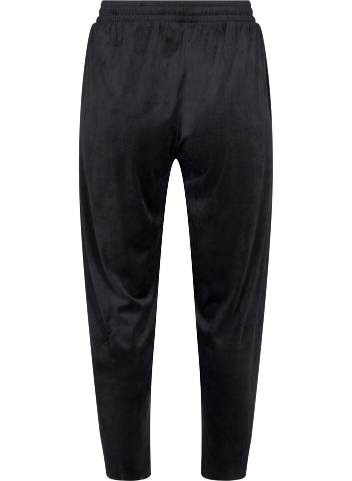 Løse velour bukser, Black, Packshot image number 1