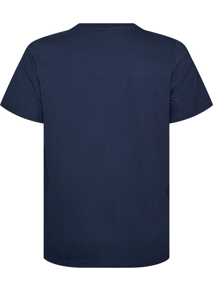 T-skjorte i &oslash;kologisk bomull med teddybj&oslash;rnmotiv, Bl&aring;, Packshot image number 1