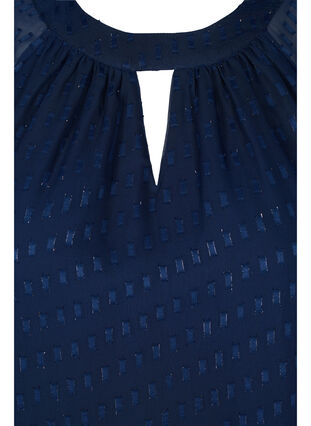 Bluse med 2/4 ermer i mønstret chiffon, Evening Blue, Packshot image number 2