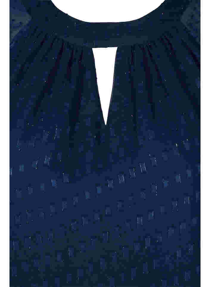 Bluse med 2/4 ermer i mønstret chiffon, Evening Blue, Packshot image number 2