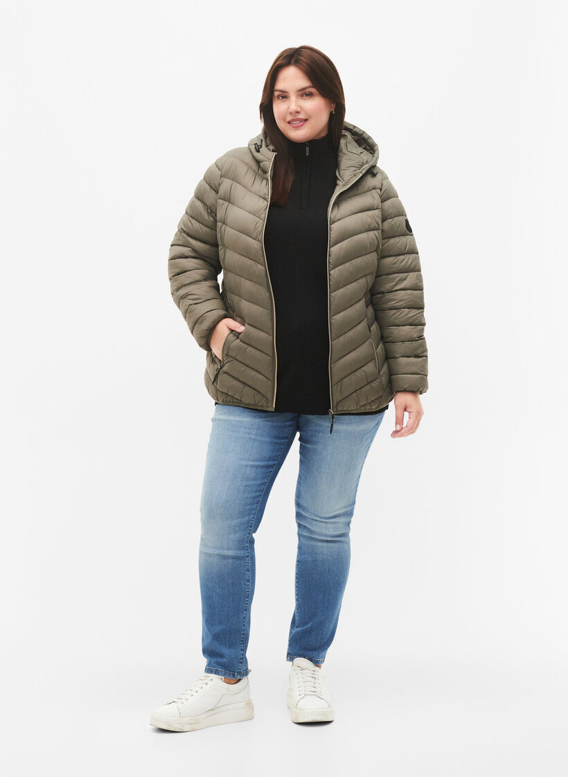 Lett jakke med hette, Brun, Model image number 1