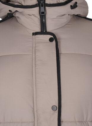 Zizzi Pufferjakke med hette og kontrastdetaljer, Beige, Packshot image number 2