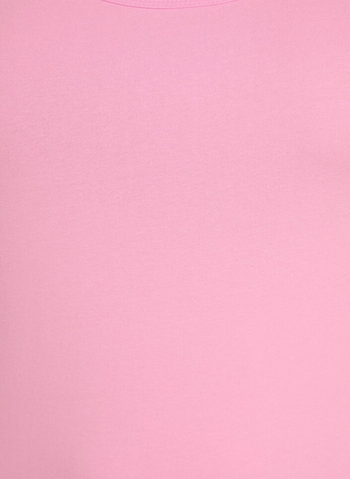 Ensfarget basic topp i bomull, Rosa, Packshot image number 2