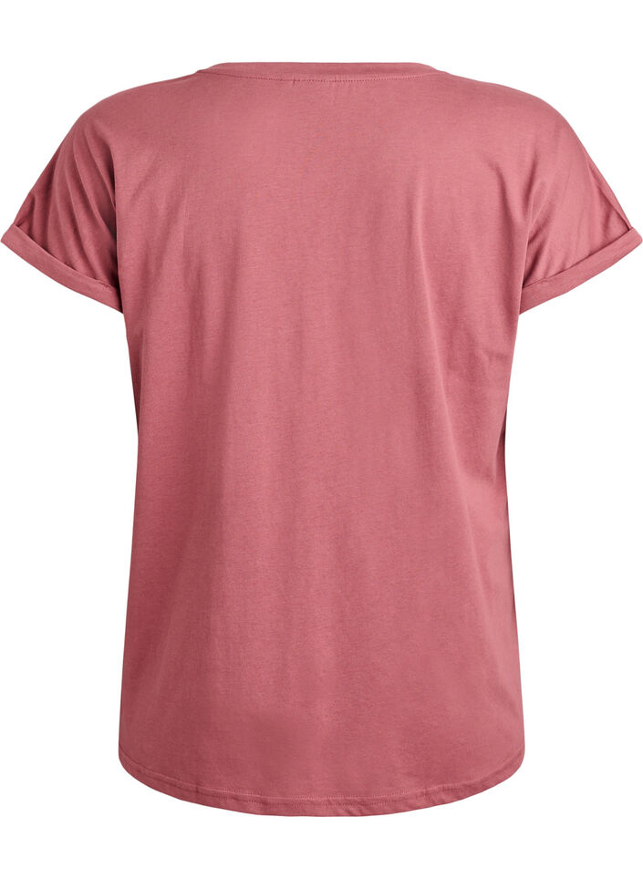 Kortermet t-skjorte i en bomullsblanding, Rosa, Packshot image number 1