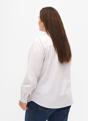 Langermet bomullsskjorte, White Taupe Stripe, Model image number 1