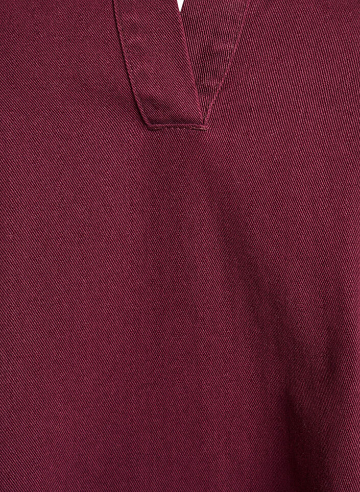 Kort denimkjole med krage og V-hals, R&oslash;d, Packshot image number 2