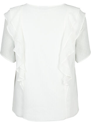 Kortermet bluse med volanger og prikkete mønster, Snow White, Packshot image number 1