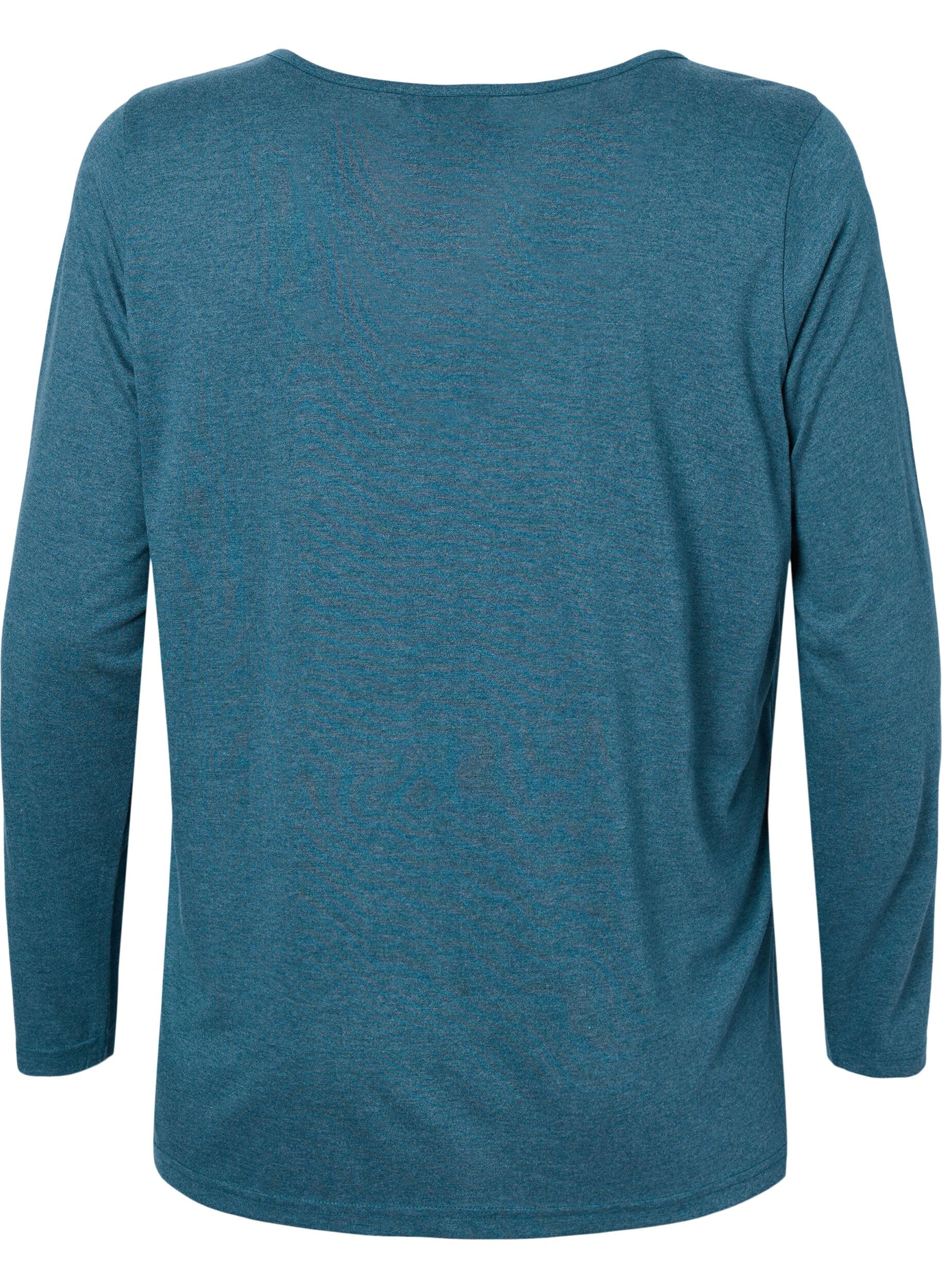 Zizzi Melange bluse med lange ermer, Legion Blue Mel., Packshot image number 1