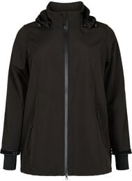 Kort softshelljakke med avtakbar hette, Black