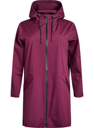 Regnjakke med lommer og hette, M&oslash;rk Bordeaux