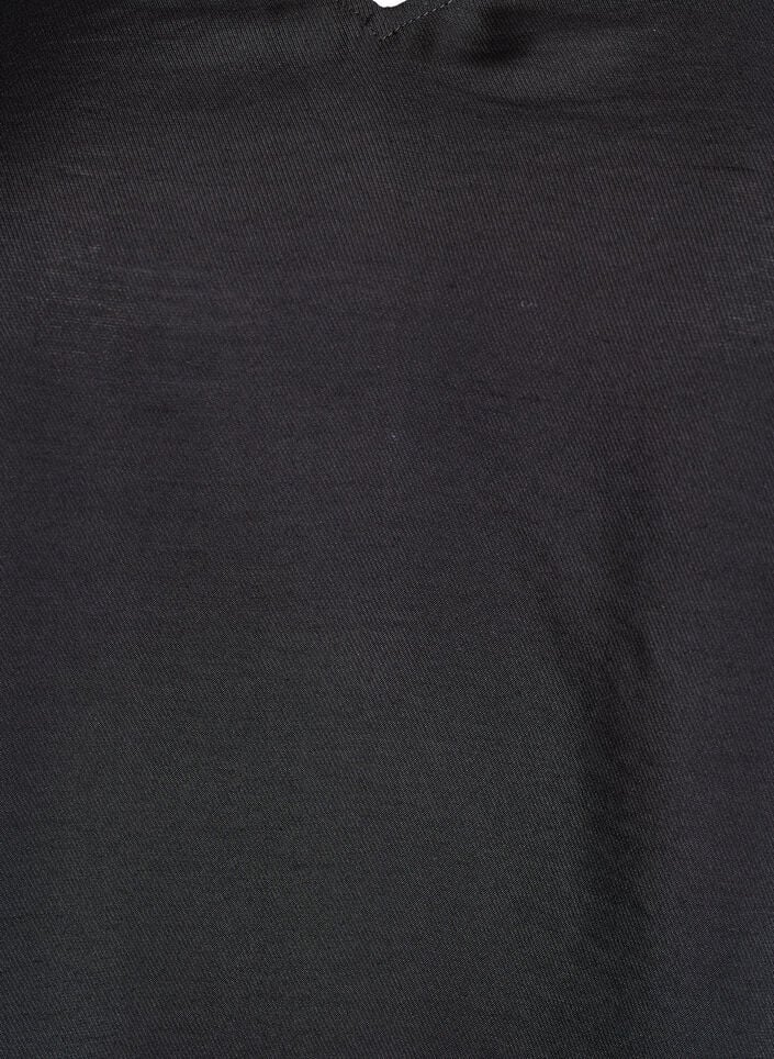 Bluse med V-hals og 3/4-ermer, Svart, Packshot image number 2