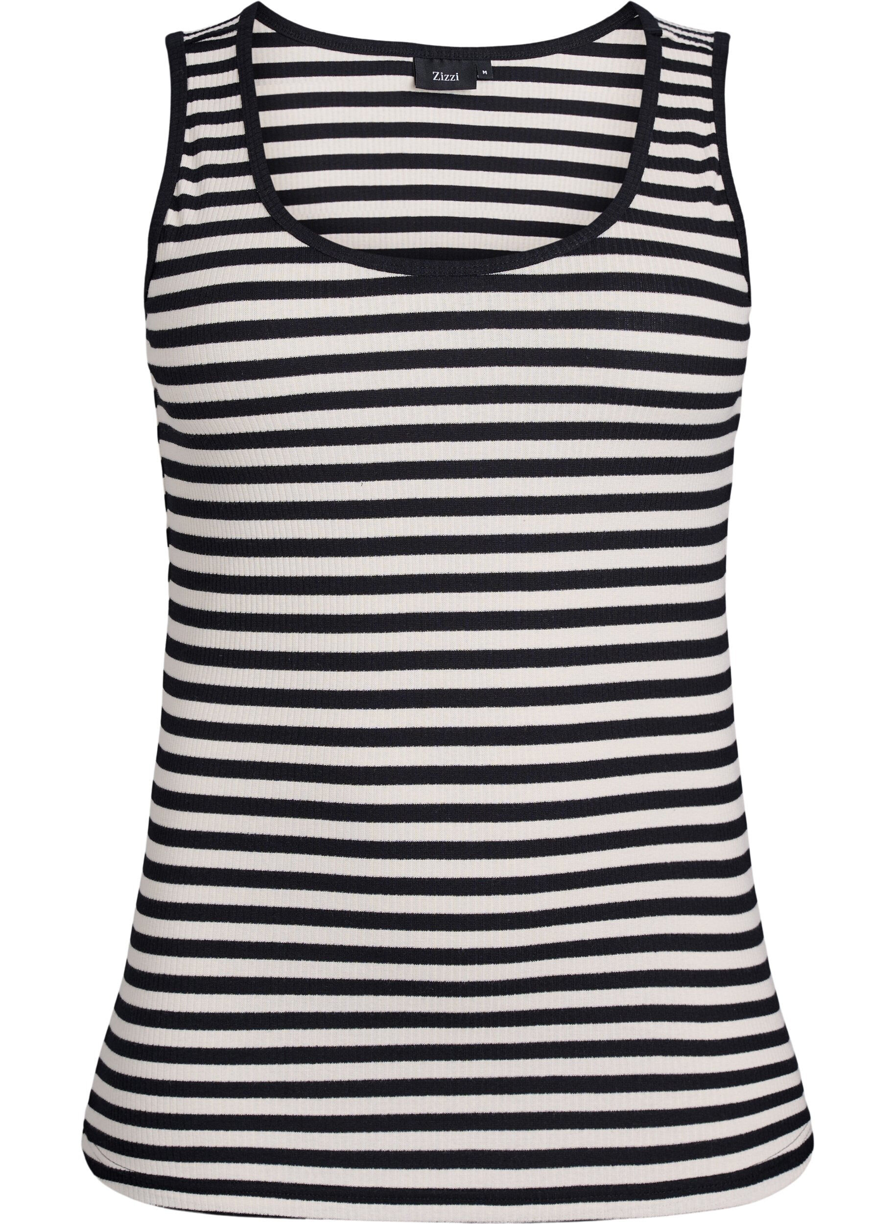 Stripete ribbestrikket singlet