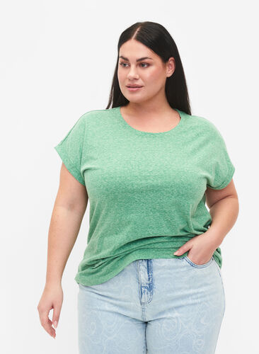 Melert T-skjorte med korte ermer, Jolly Green Mél, Model image number 0