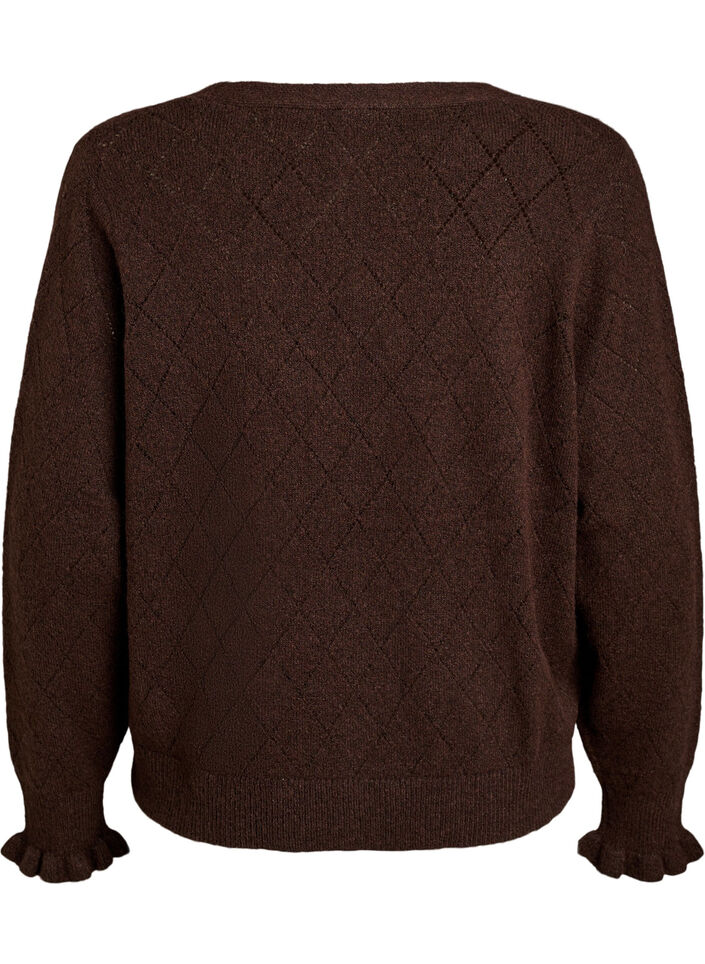Cardigan med harlekintrykk og V-hals, Brun, Packshot image number 1