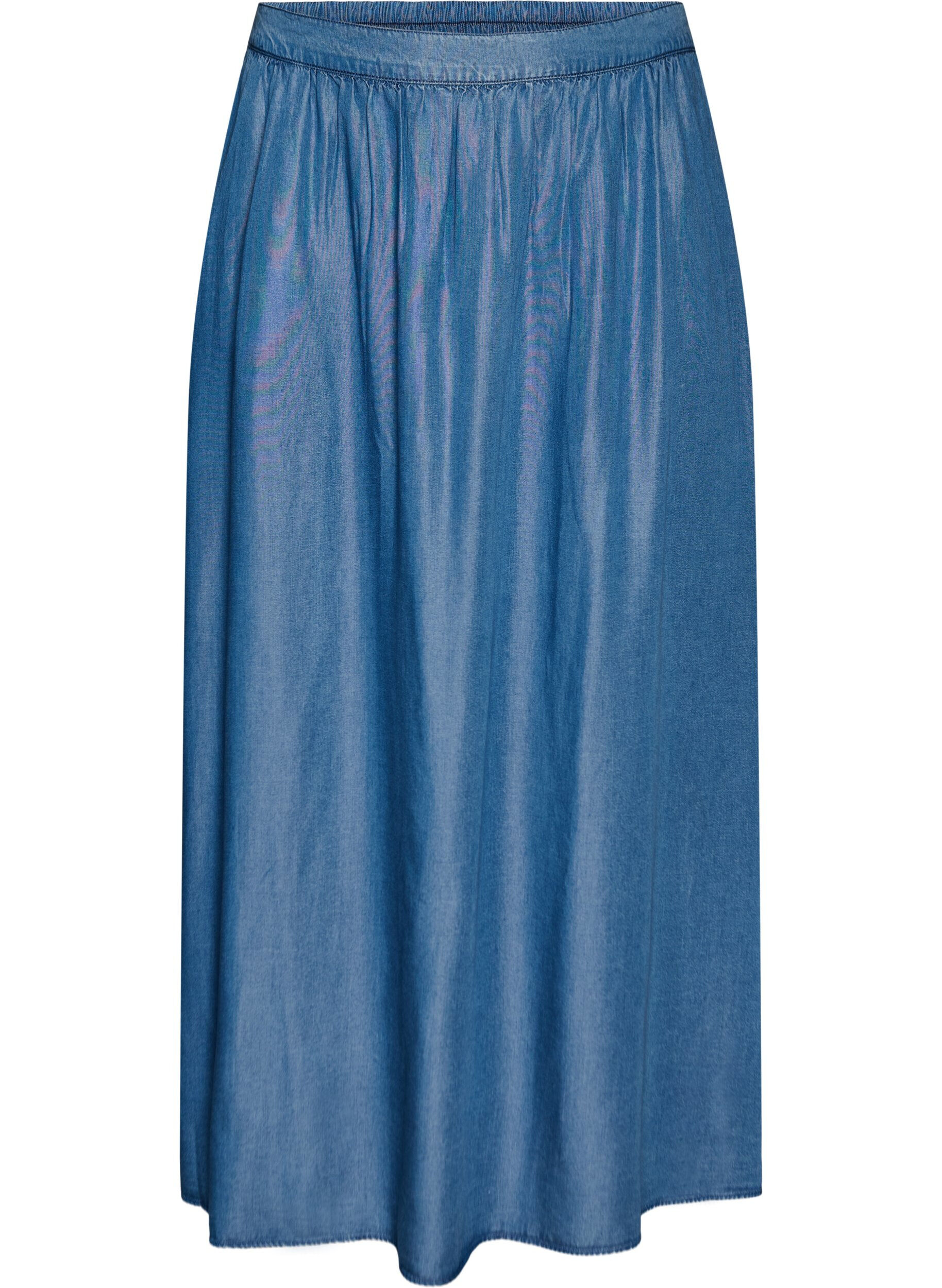 Maxiskj&oslash;rt med et plagg i denim i TENCEL&trade; Lyocell