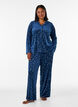 Velour pyjamas-skjorte med all-over trykk, Bl&aring;, Model image number 1