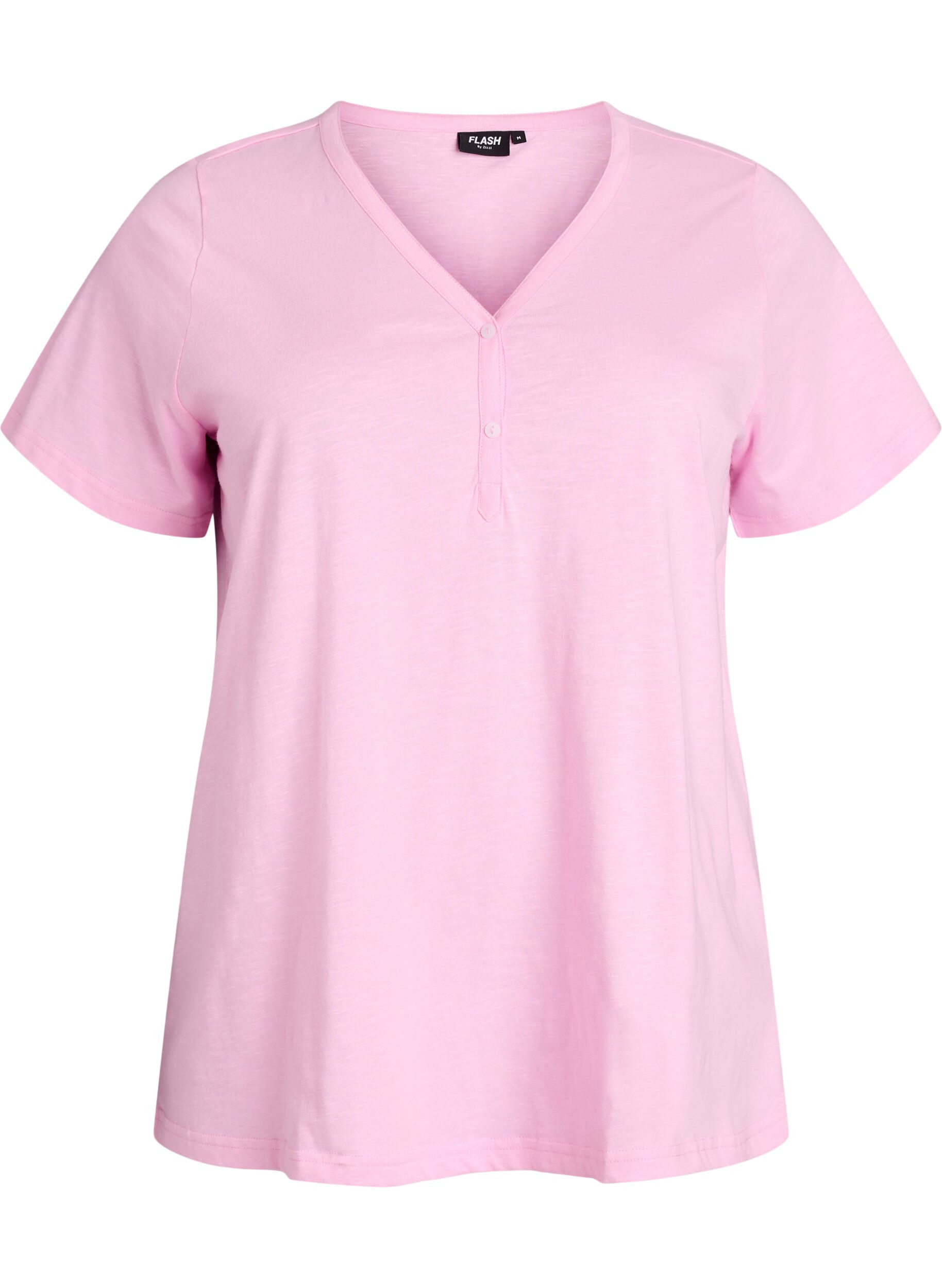 ZizziT-skjorte med knappdetalj, Rosa, Packshot image number 0