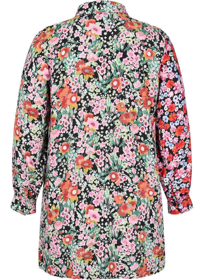 Lang blomstrete skjorte i viskose, Flower AOP Mix, Packshot image number 1