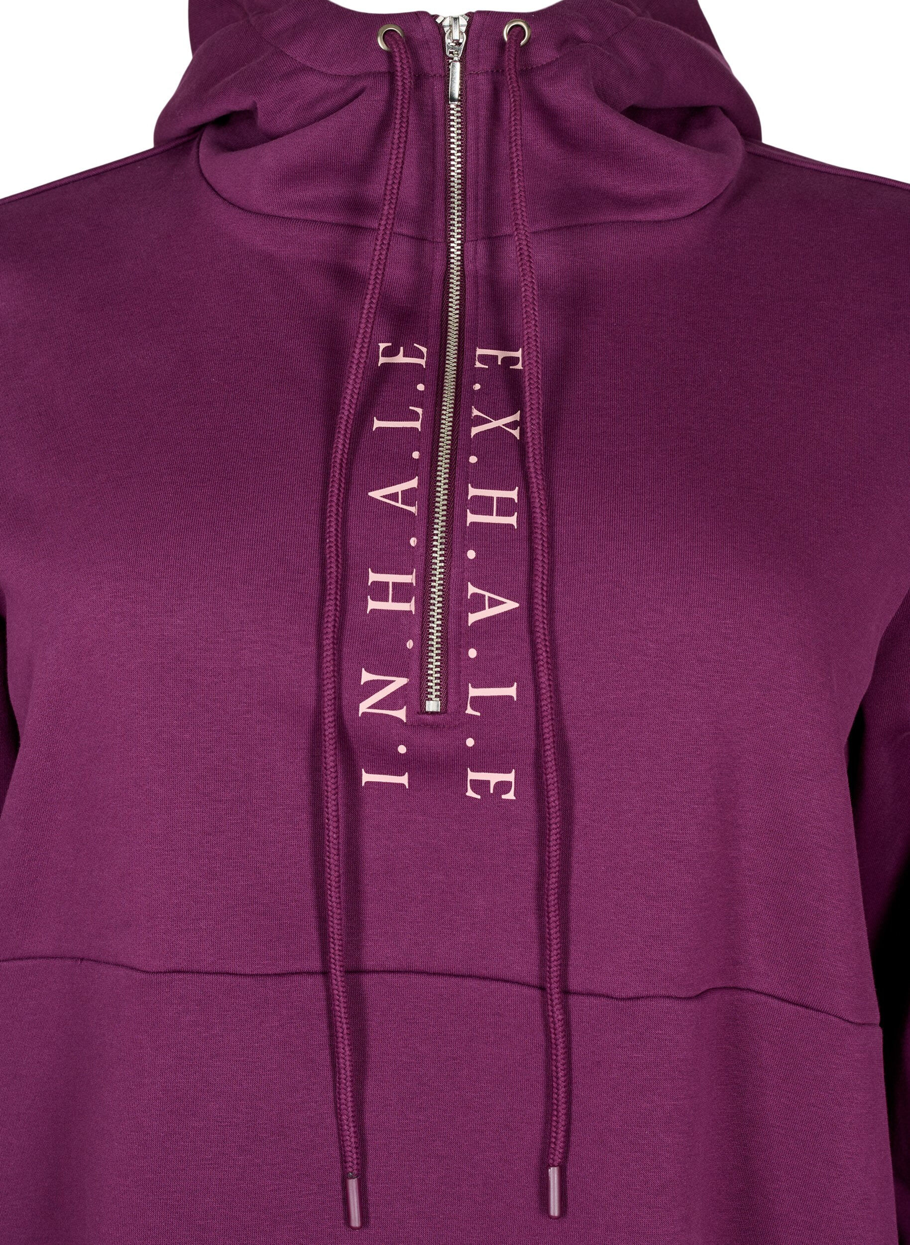 Zizzi Sporty genserkjole med hette, Pickled Beet/SilverP, Packshot image number 2