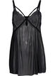 Transparent chemise med blonder, Black, Packshot image number 0