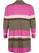 Lang strikkecardigan med brede striper, Fuchsia Red Mel.Comb, Packshot image number 1