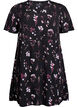 Kort kjole med blomstertrykk, Svart, Packshot image number 0