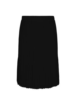 Midiskjørt i plissé, Black, Packshot image number 0