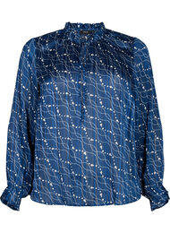 Bluse med lange ermer, volanger og trykk, Dress Bl. Swirl AOP