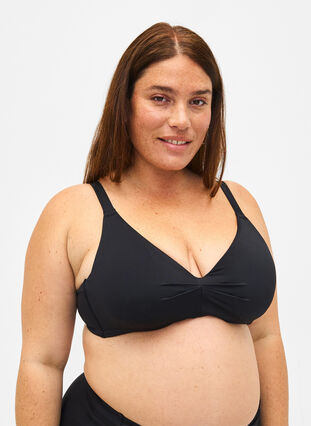 Zizzi Bikini-BH med bøyle og rynkedetaljer, Black, Model image number 0