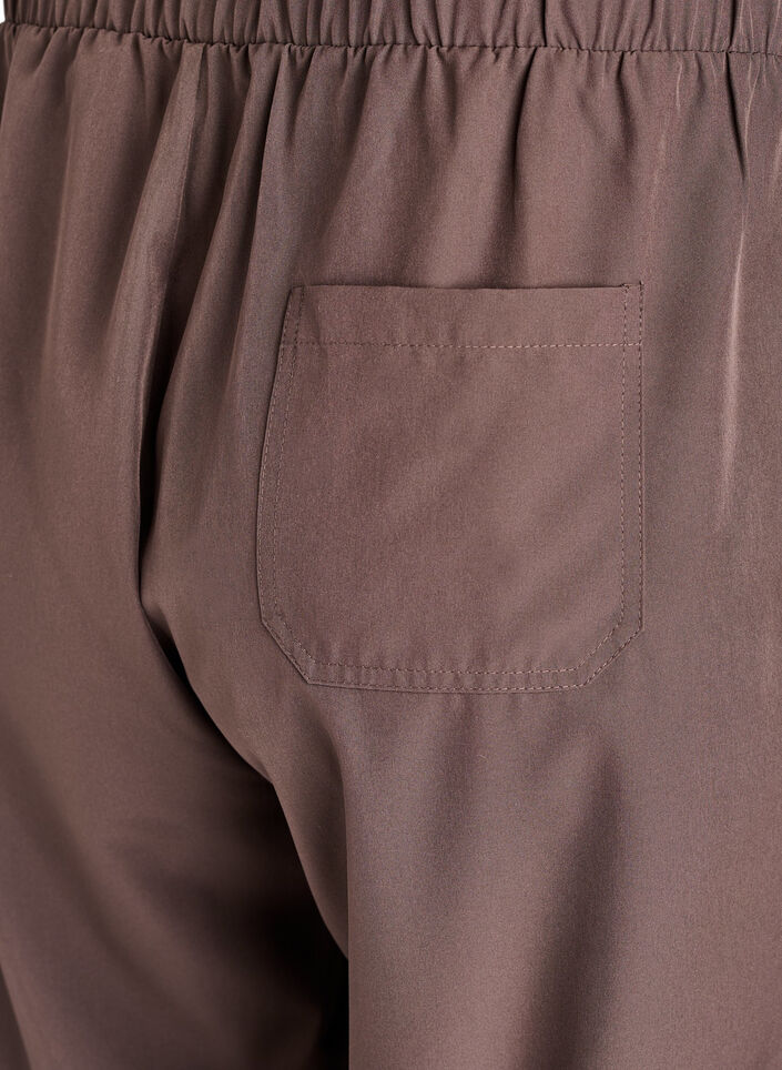 Sporty bukser med høy midje og rette ben, Brun, Packshot image number 4