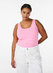Ensfarget basic topp i bomull, Rosa, Model image number 0
