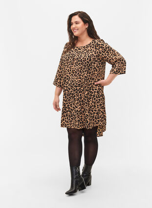 Mønstrete kjole med 3/4-ermer, Leopard, Model image number 2