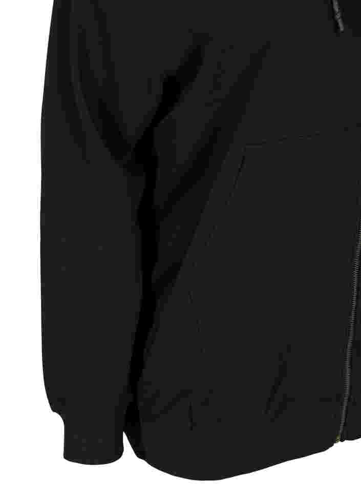 Cardigan med hette og lomme, Black, Packshot image number 3