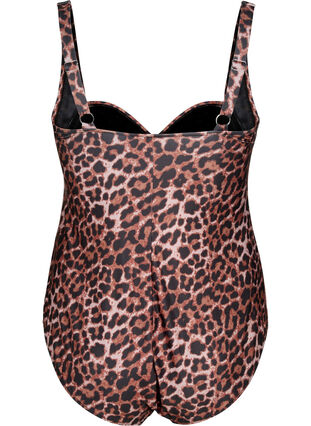 Badedrakt med drapering og polstrede kopper, Leopard, Packshot image number 1