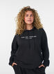 Genser med hette og trykk, Svart, Model image number 3