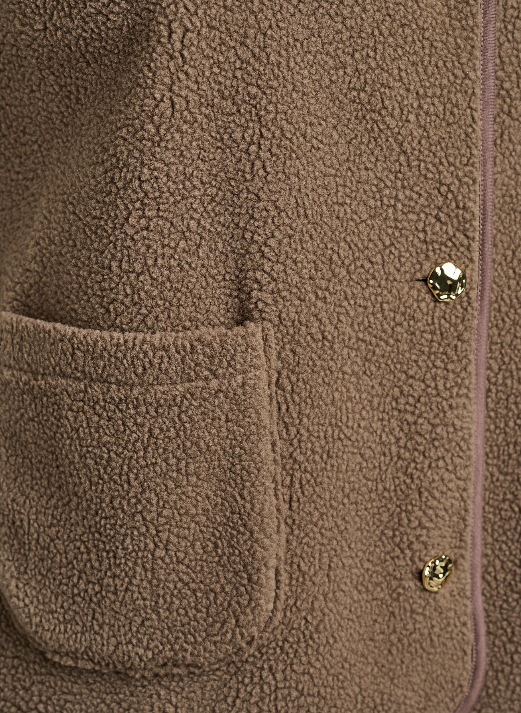 ZizziTeddy gilet med knapper og lommer, Brun, Packshot image number 3