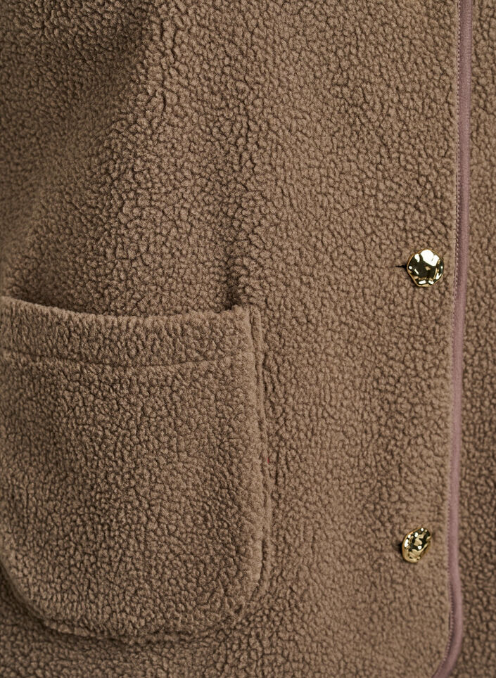 Teddy gilet med knapper og lommer, Brun, Packshot image number 3