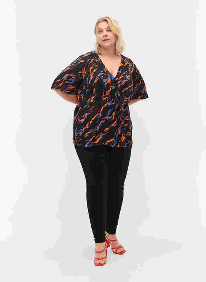 Jeggings i bomullsblanding, Black, Model