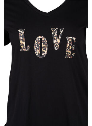 T-skjorte i bomull med V-hals, Black Love Leo, Packshot image number 2