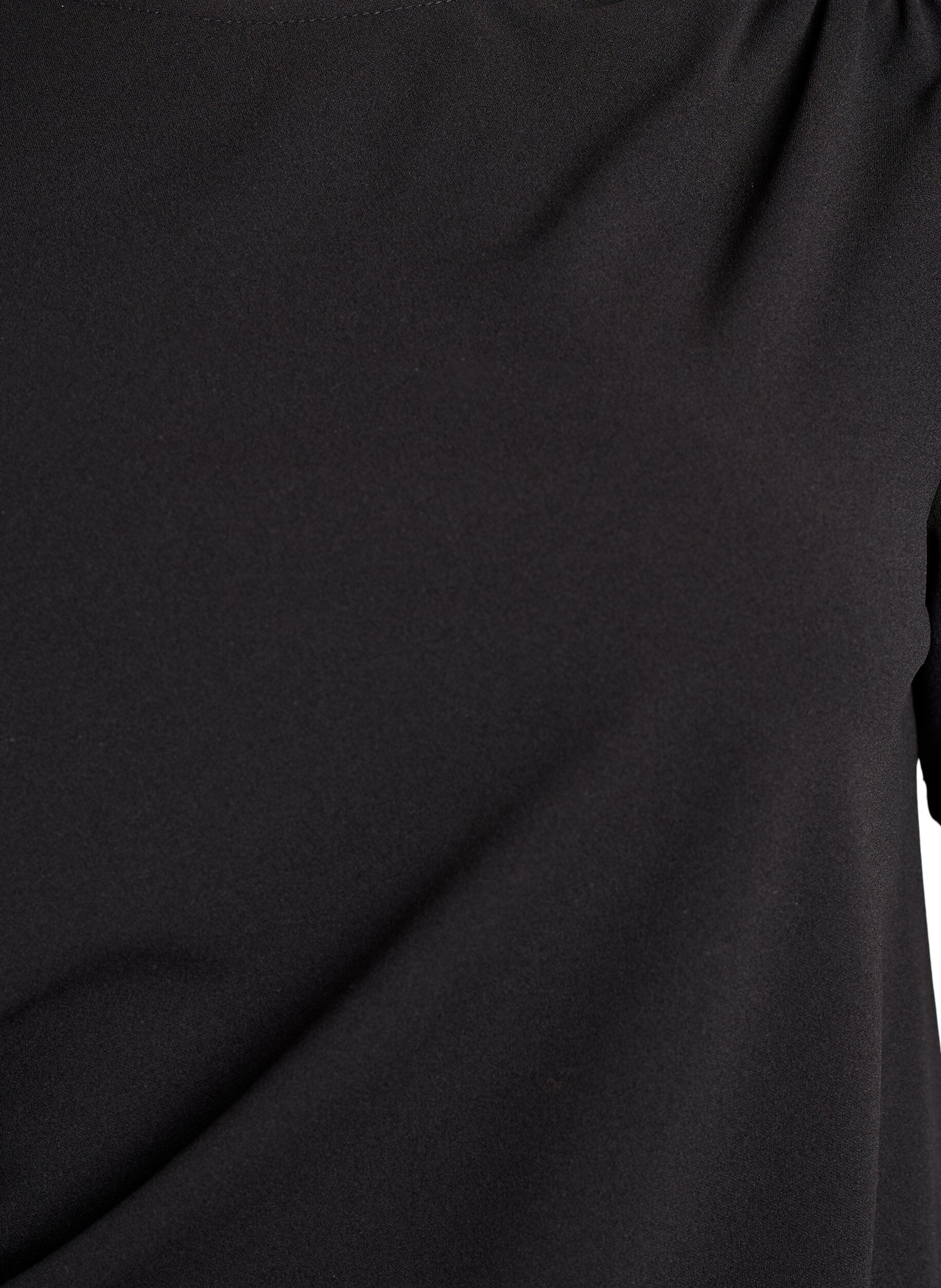 Zizzi Kortermet bluse med rynking og asymmetrisk fold, Svart, Packshot image number 2