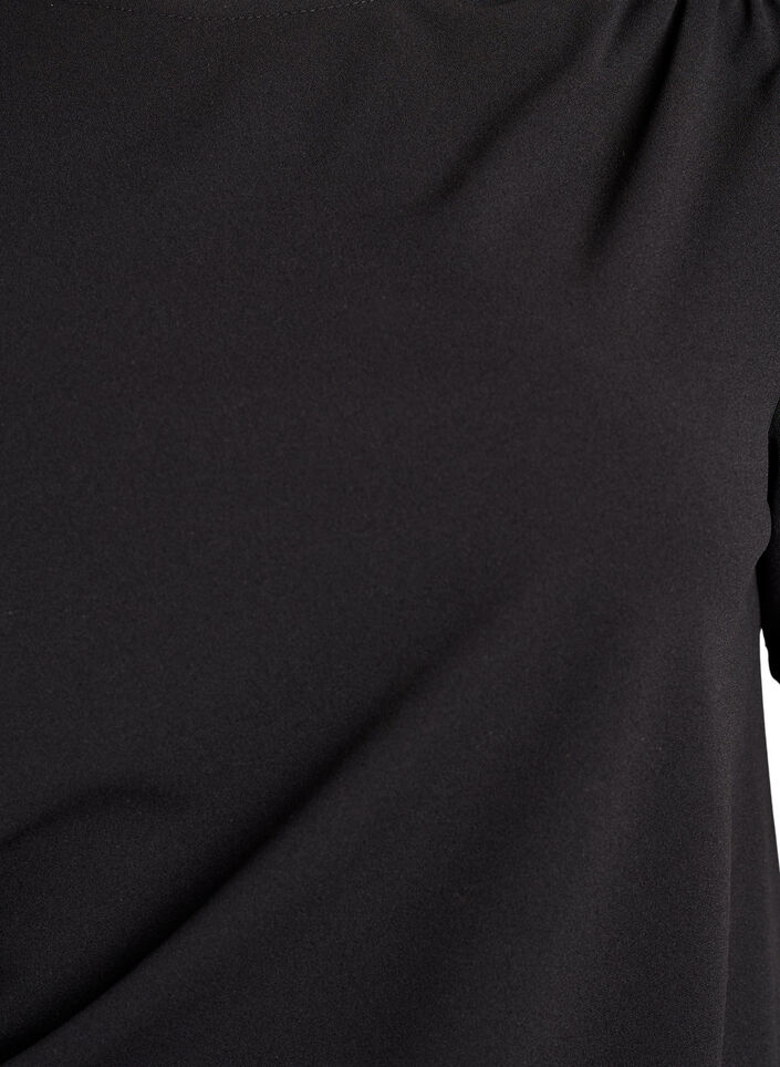 Kortermet bluse med rynking og asymmetrisk fold, Svart, Packshot image number 2