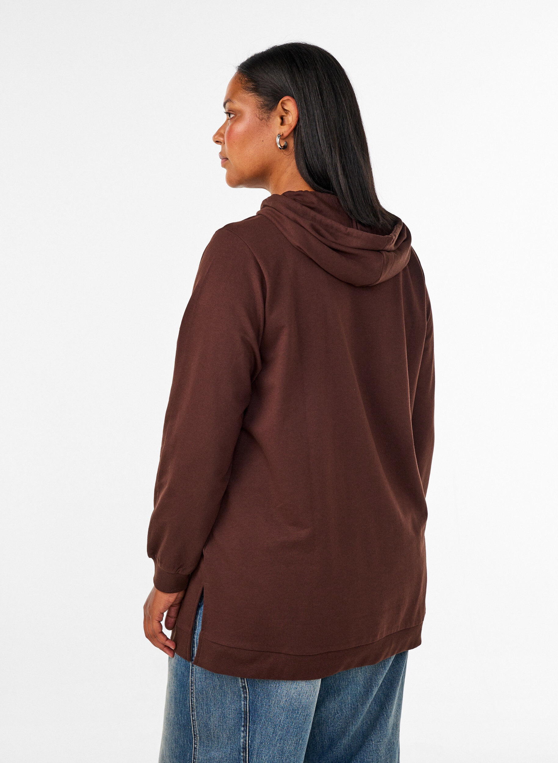 ZizziHettegenser med frott&eacute;tekstmotiv, Brun, Model image number 2