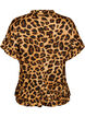 Bluse med leopardtrykk og volangdetaljer, Brun, Packshot image number 1