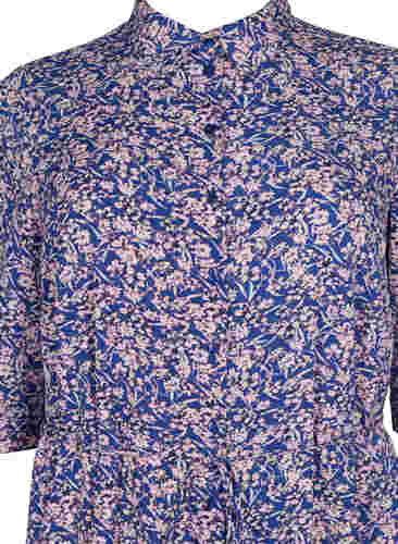 FLASH - Skjortekjole med blomstermønster , Strong Blue Flower, Packshot image number 2